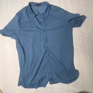 Robert Barakett XL Blue Short Sleeve Button Up Shirt Textured Luxury Casual